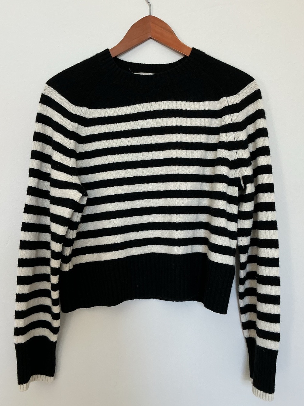 Everlane Striped Crewneck Merino Wool Sweater‎ Black Ivory Size S